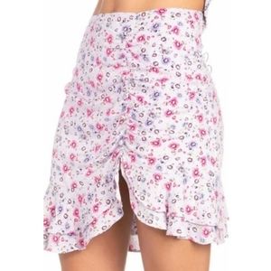 Pink and purple floral print Mini skirt